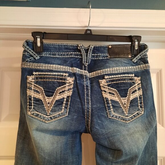 Vigoss Jeans Womens 5/6 Chelsea Capri Thick Stitch Western Cowgirl Rodeo Bling - Picture 5 of 14